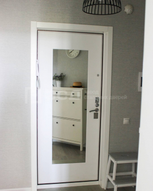 Стальная дверь с зеркалом входная - фотопанель снаружи - фото